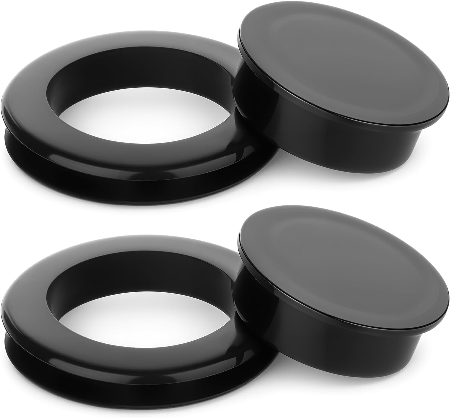 2 Pcs Patio Table Umbrella Hole Ring with Cap 2 Inch Silicone Hole Couver Plug Black Hole Rings Black Umbrella Hole Cap Set for Patio Table Garden Beach Table Parasol and Stand Base