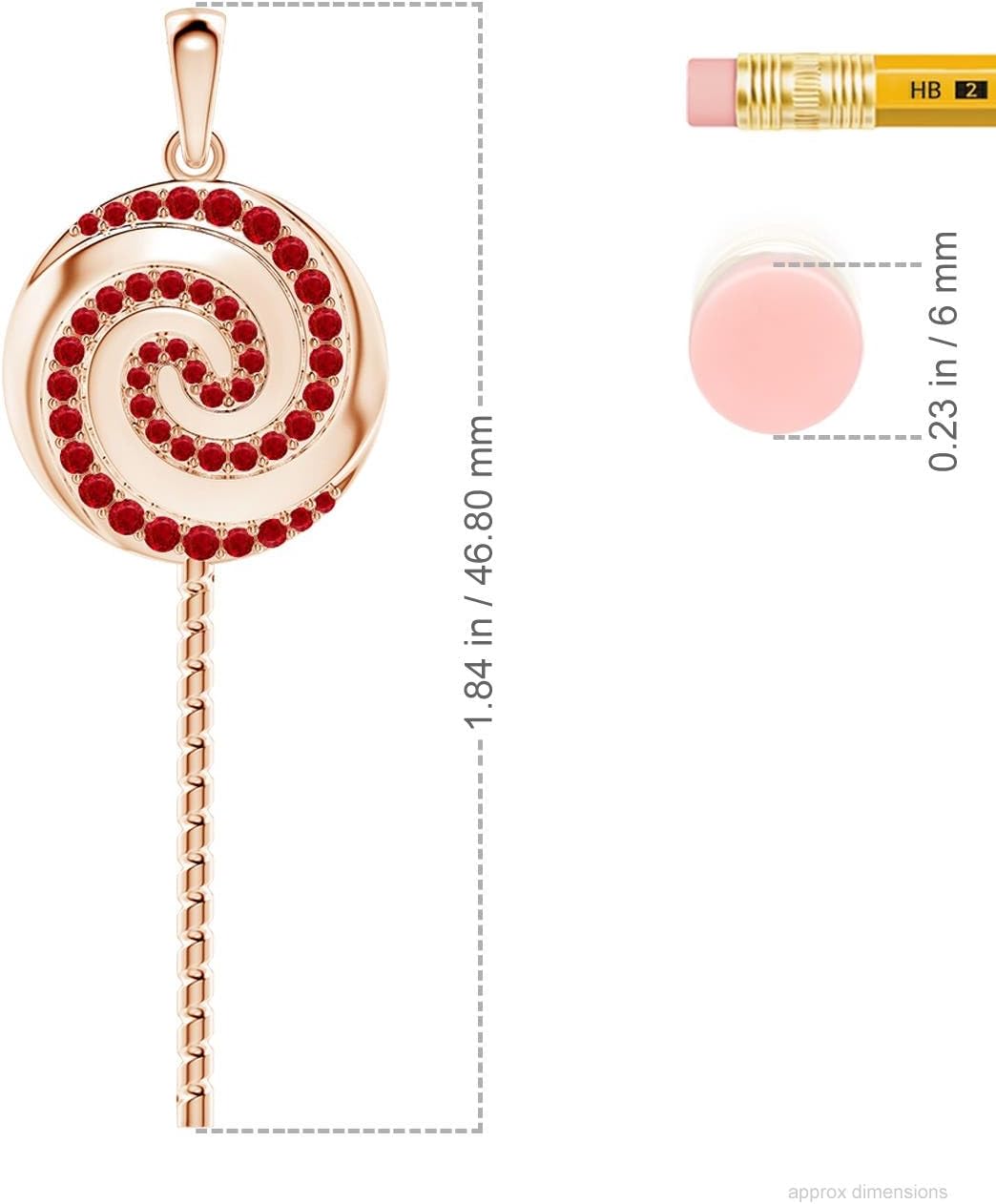 Angara Sweet Treats Ruby Lollipop Necklace in Sterling Silver/14K Solid Gold | Natural Ruby Pendant for Women | July Birthday, Anniversary, Red Gemstone Jewelry Gift - Image 3
