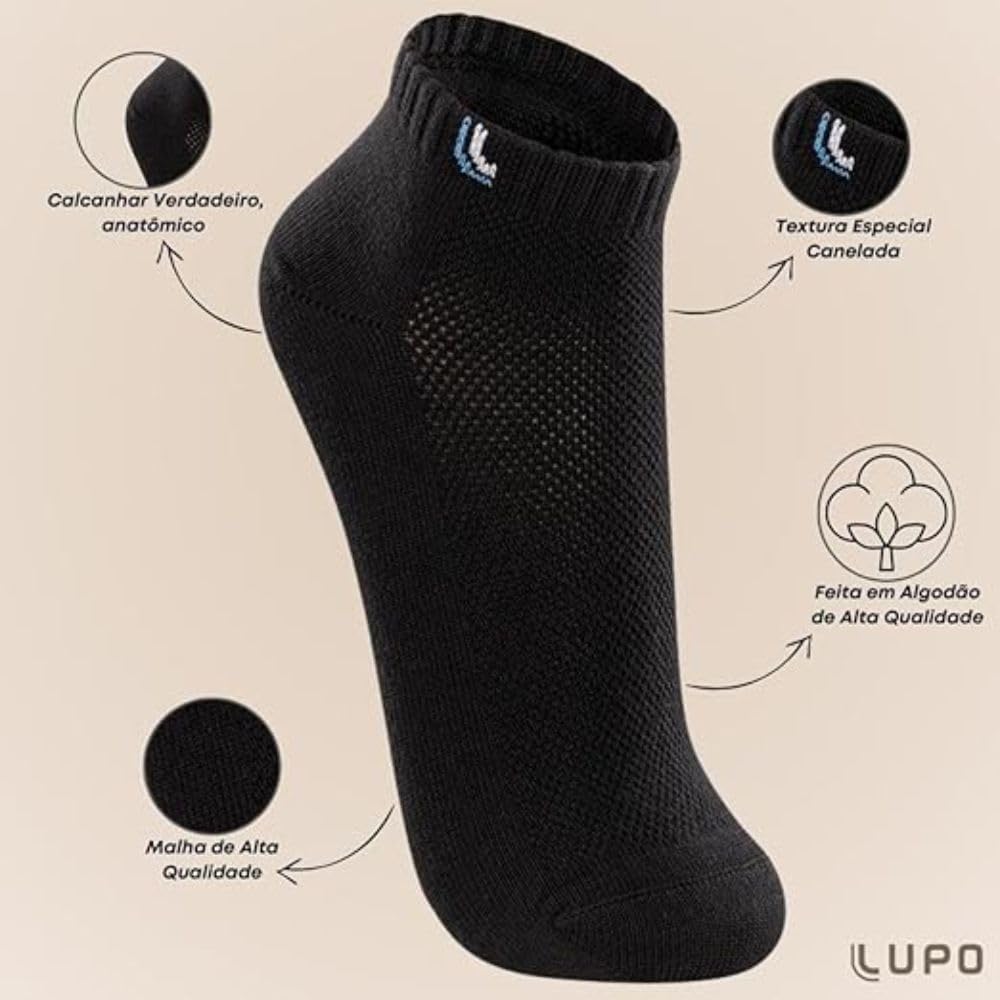 Kit 9 Pares Meias Masculina Lupo Cano Curto Sport Algodão Original 3225 (G 41 a 44, Escuras) Kit 9 Pares Meias Masculina Lupo Cano Curto Sport Algodão Original 3225 (G 41 a 44, Escuras)