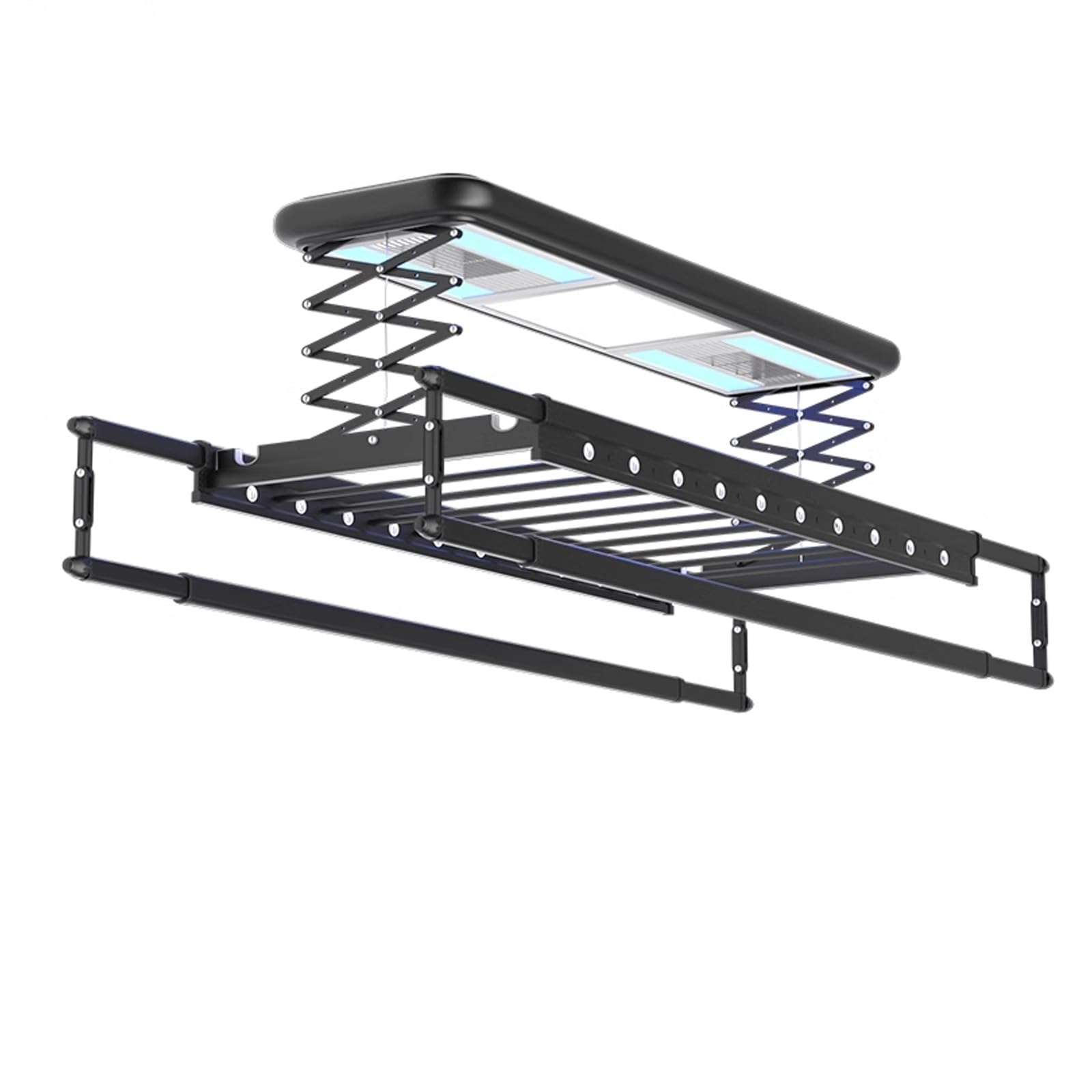Secador De Ropa De Techo De Aluminio Y Acero, Secador De Ropa Eléctrico con Control Remoto, Tendedero Eléctrico De Techo con Bajo Nivel De Ruido, 20 Orificios para Colga,Black-One Size