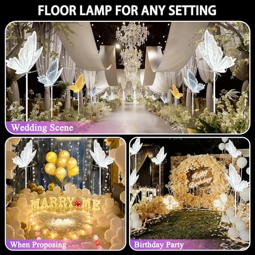 YLHRY 2PCS Wedding Butterfly Floor Lamp, 3-Color Creative Butterfly Ceiling Lamp, Ceiling Hanging & Standing Dual Use, Adjustable Height for Wedding Party Decoration, 23.6in by YLHRY - Used condition - Image 6