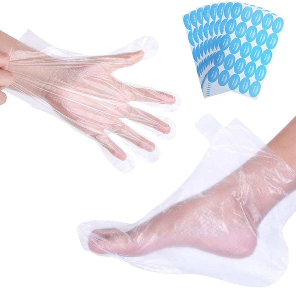 Paraffin Bath Liners 200pcs Gloves & Foot Cover Thermal Bags for Paraffin Wax Hand & Foot Care Accessories with 200pcs Stickers for Snug Closure