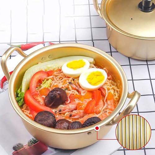 Miniatura 11 de Hemoton 1 juego de olla de ramen, olla de cocina coreana de ramen con tapa cuchara y palillos (1 par), ollas coreanas para fideos ramen coreanos