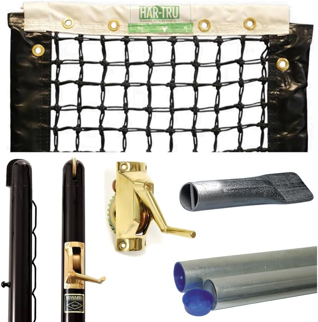 Har-Tru 3mm Royale Double Braided Tennis Net - Optional Seasonal Court Maintenance Kit