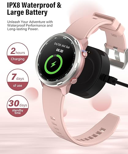 Miniatura 4 de Reloj inteligente GPS para mujer, reloj resistente al aire libre con GPS y brújula, rastreador de actividad física con monitor de sueño de oxígeno