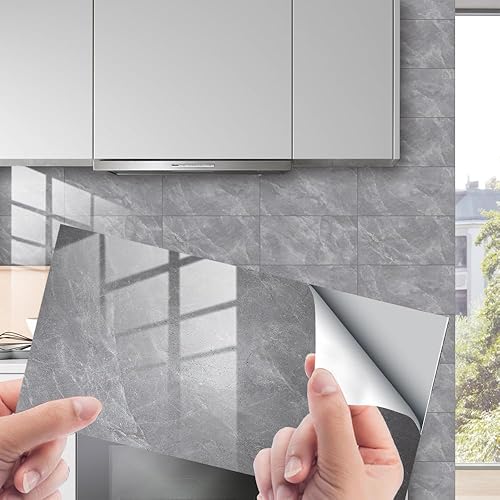 Azulejo de despegar y pegar, impermeable, para cocina, azulejos de mármol 3D, autoadhesivos, azulejos de pared de PVC, azulejos de bricolaje, 11.8 x