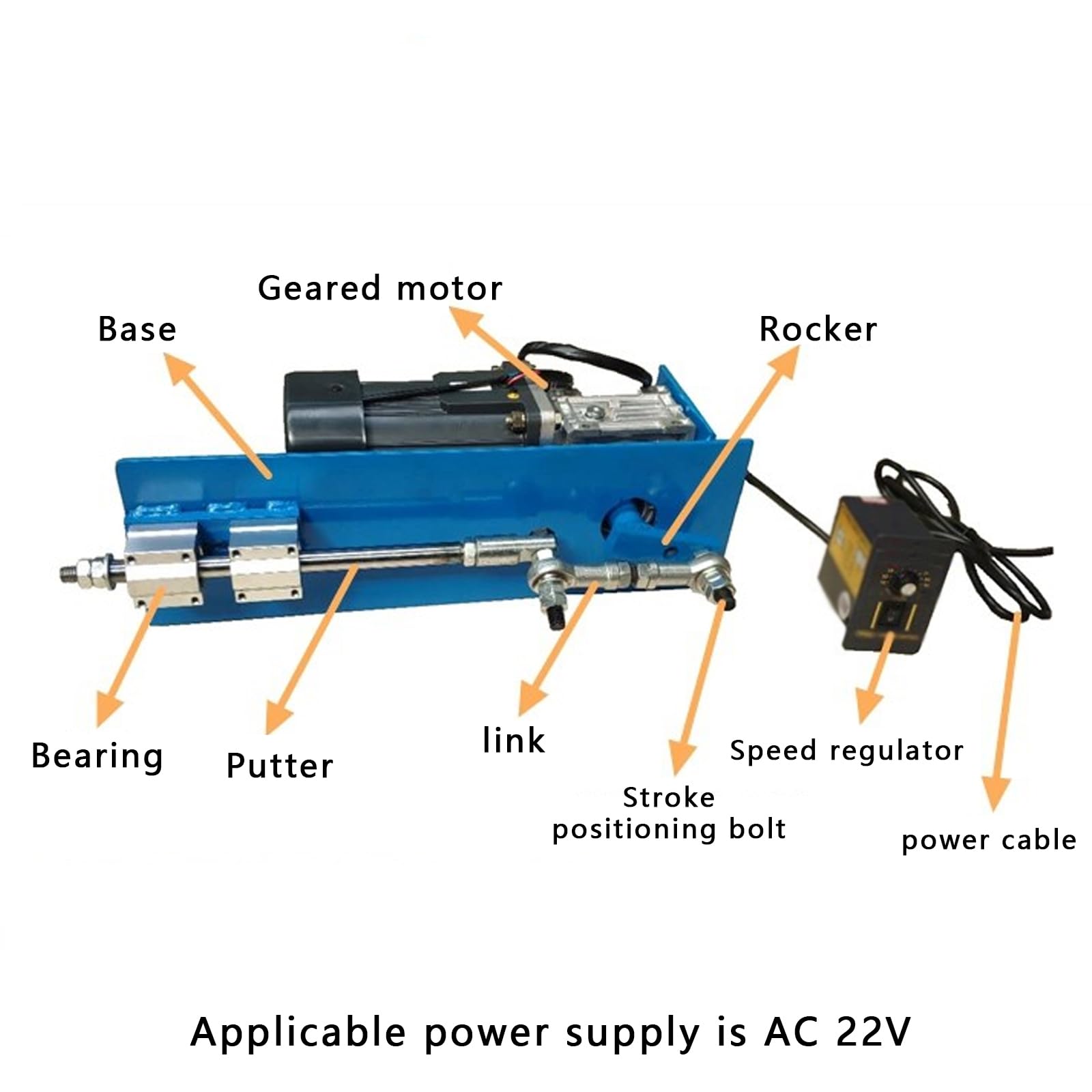 Actuador lineal alternativo con regulador de velocidad, varilla de empuje eléctrica telescópica de alta carga para aplicaciones industriales y de bricolaje