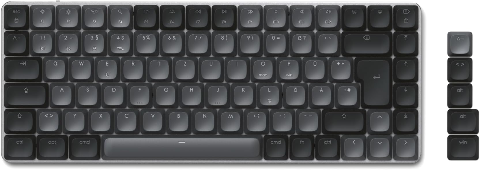 Satechi SM1 75% メカニカルキーボード、LEDバックライト Bluetoothキーボード、84キー コンパクトワイヤレス、MacおよびWindows用ゲーミングキーボード - ダークグレイ/グレイ (US-QWERTY配列)