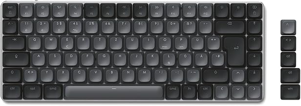 Satechi 75% SM1 Mechanical Keyboard, Bluetooth, 84 Keys, Backlit and Rechargeable, Ideal for Gaming, for Mac and Windows (Gray-Black, American Layout)