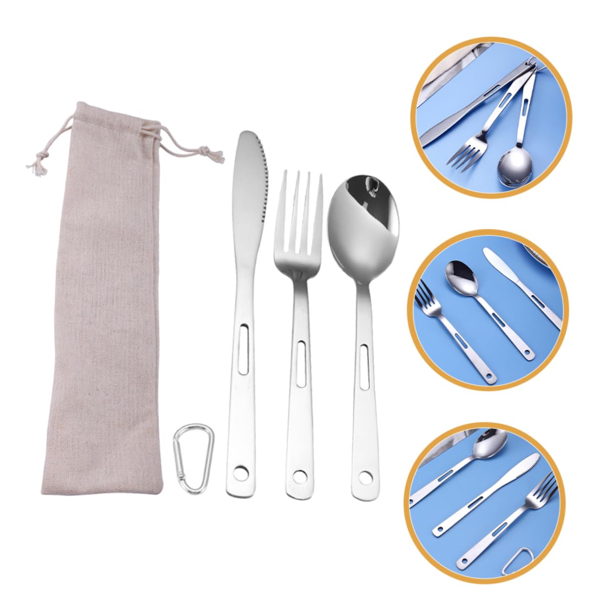 ifundom Posate in Acciaio Inox Per Campeggio Utensili Da Viaggio Leggeri e Compatti Forchette Coltelli e Cucchiai Portatili Per Picnic e Barbecue All Aperto