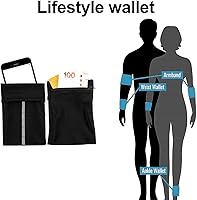 Vista 4 de Easyports - Cartera de muñeca de 2 bolsillos para teléfono celular, cartera de tobillo, bandas para sudor, brazalete, bolsa oculta, cartera