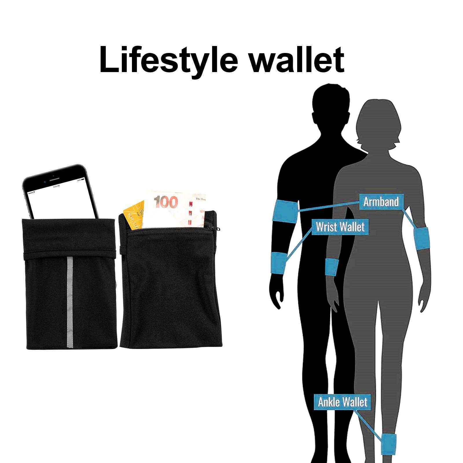 2 Pcs Wrist Wallet,Elastic Running Pouch Key Holder,Wristband Pocket