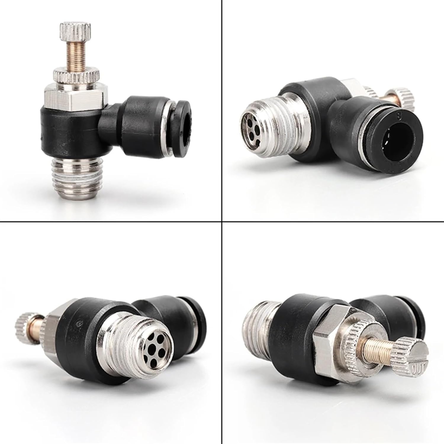 Black SL pneumatic quick connector one-way throttle valve flow control hose connector 4 6 8 10 12 male thread 1/8" 1/4 3/8 1/2(SL12-03)