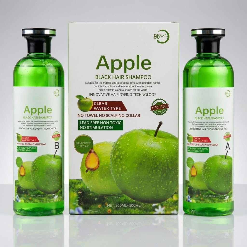Apple Black Hair Colour Gel, Ammonia-Free, 100% Grey Coverage, Set A+B, 500ml Each, for Men & Women-picture-42