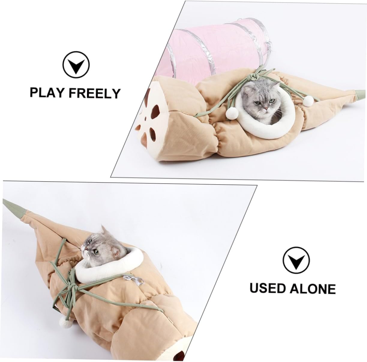 1pc Folding Cat Tunnel and Hanging Bed for Indoor Play Lotus Root Design Random Cat Nest Toy for Fun and Comfort