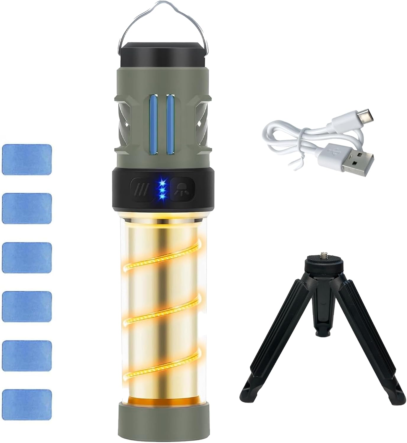 Mozz Shield Mosquito Repellent Outdoor Lantern Flashlight USB-C Rechargeable Camping Light with Citronella Mats Magnetic Base Tripod Waterproof for Patio Yard Travel Emergency Use