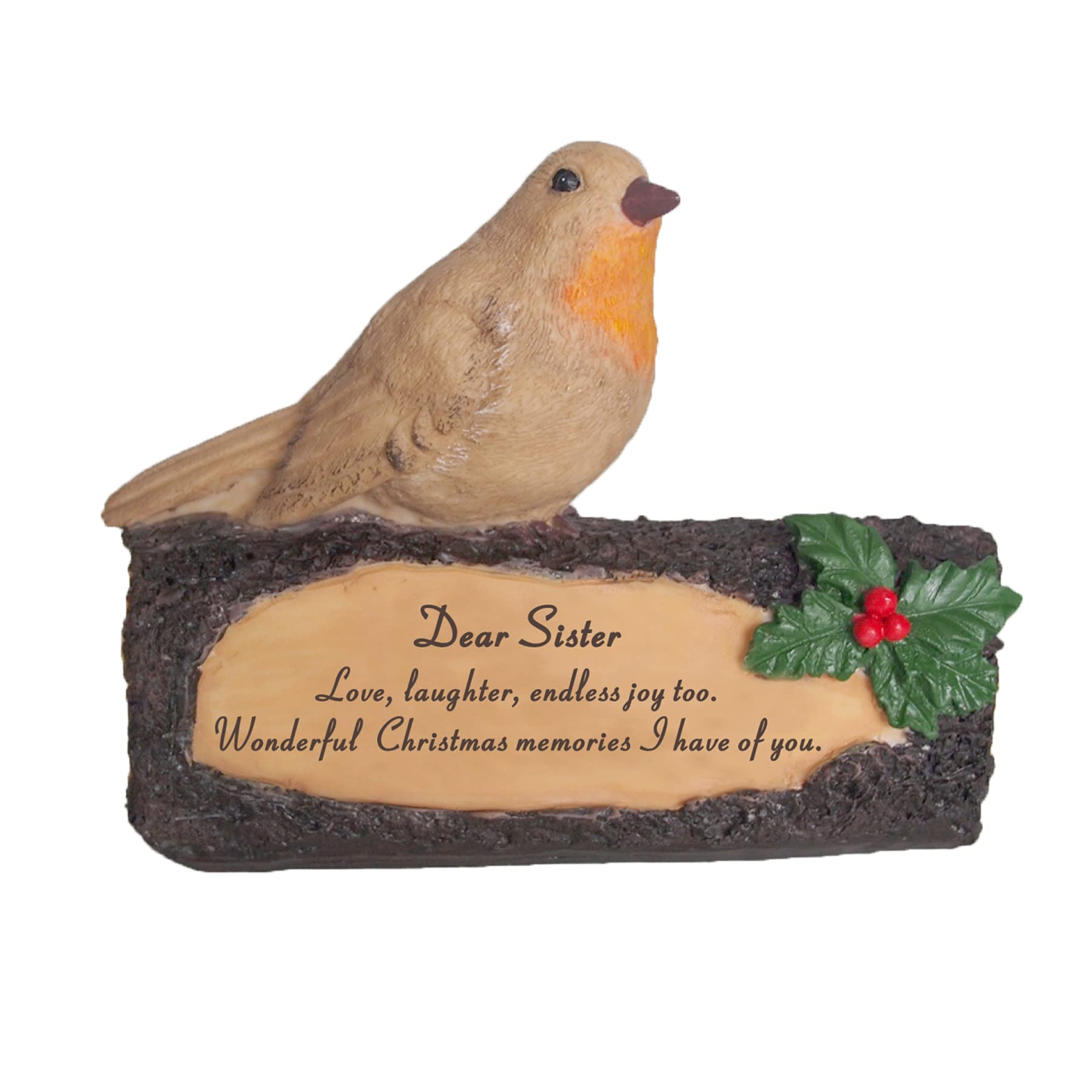 Widdle Gifts Robin/Log Christmas Memorial Decoration Ornament 17Cm - Dear Sister 2216