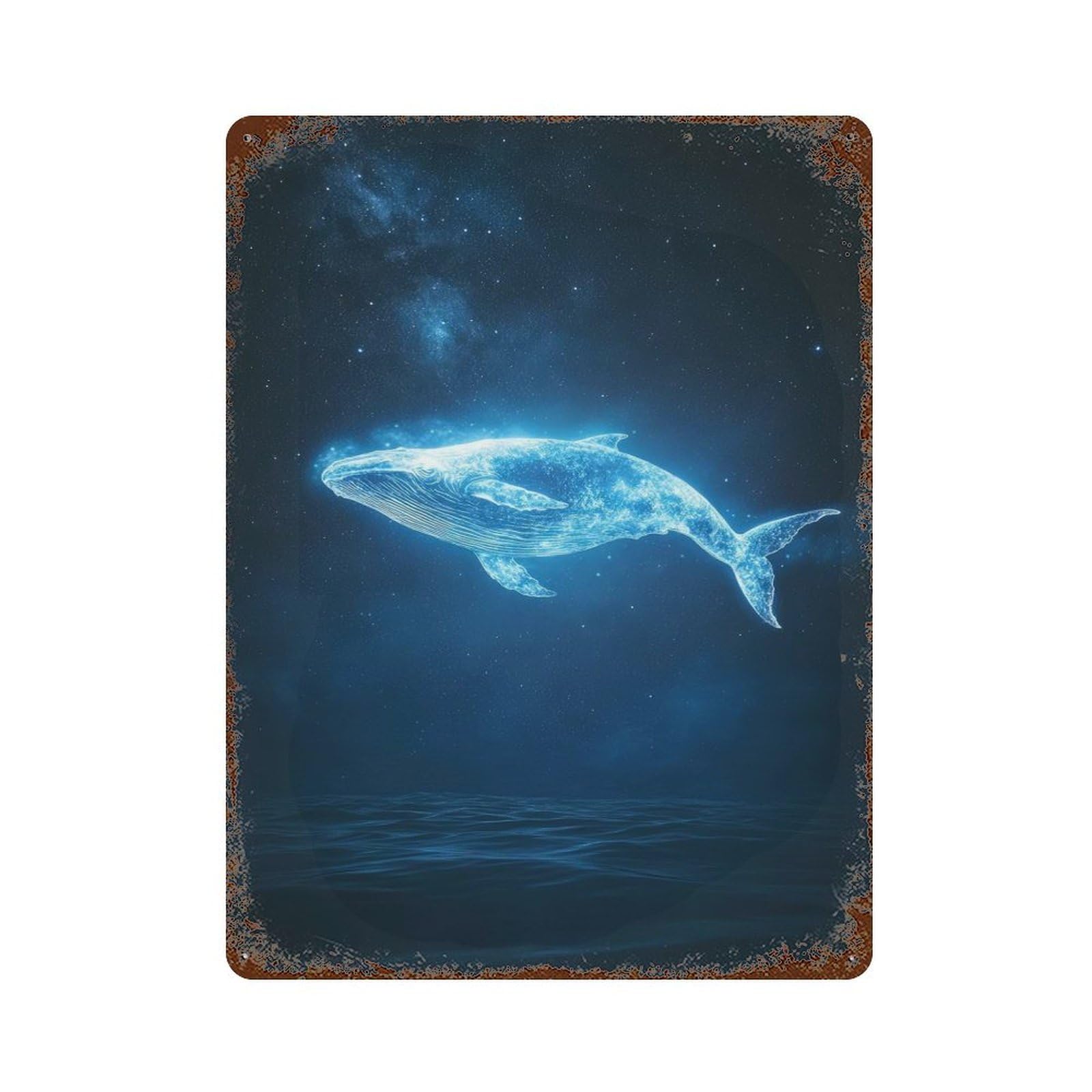 Whale in The Night Sky Retro Metal Sign 15.7"x11.8", Ideal for Shed, Workshop And Garage Wall Decor
