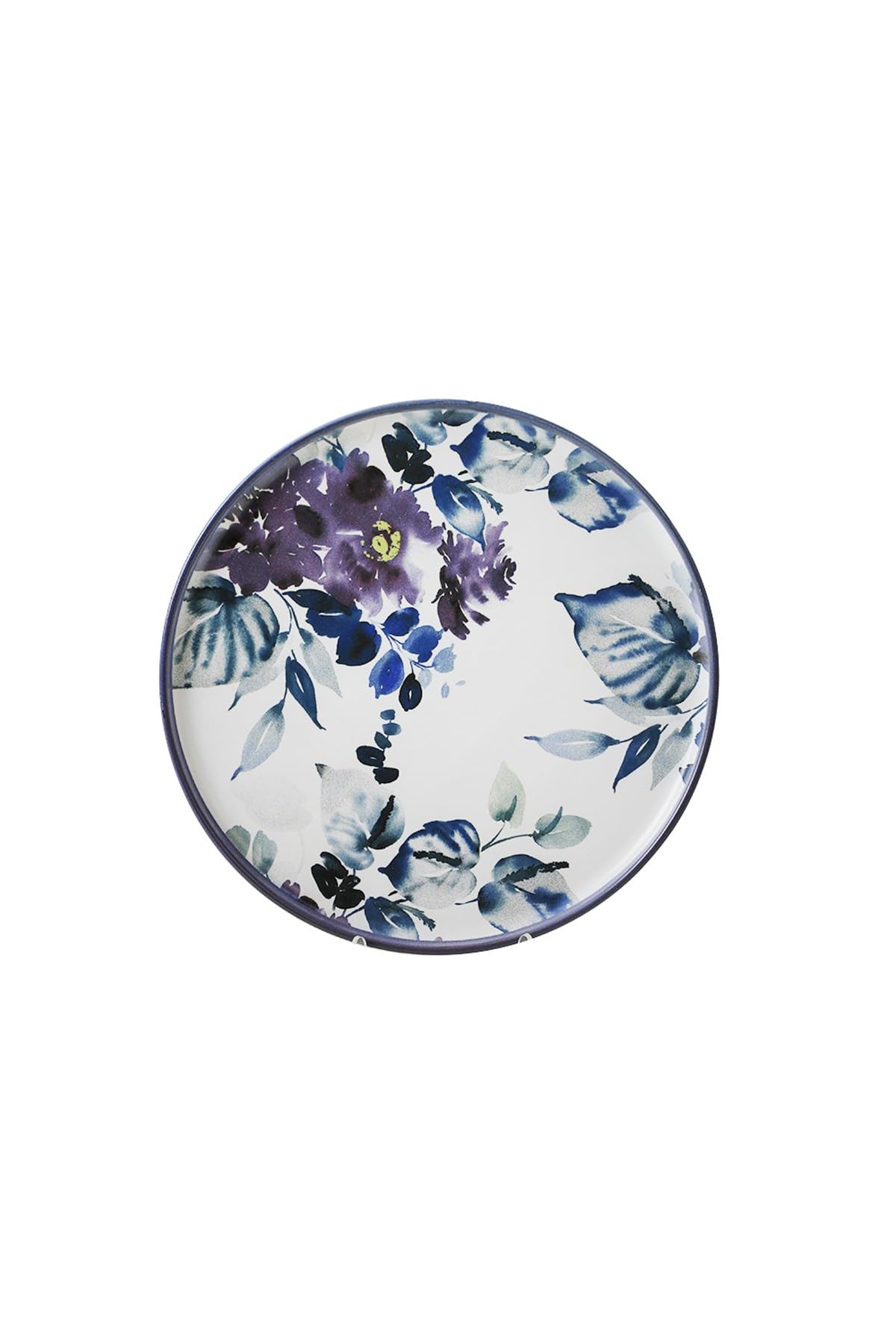 Elegante set da 24 pezzi, in ceramica, antibatterico e facile da pulire, bianco, blu e viola, include 6 piastre di servizio (28 cm), ciotole e dessert