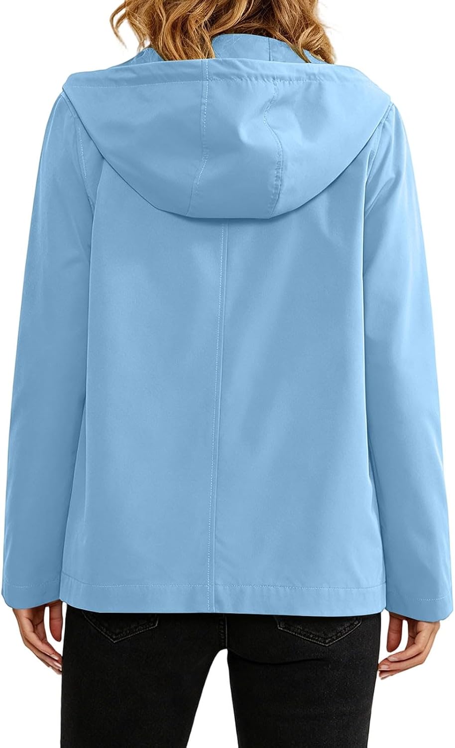 Women's Lightweight Waterproof Packable Hooded Jacket Windproof Outdoor Windbreaker with Storage Pouch Hiking Travel