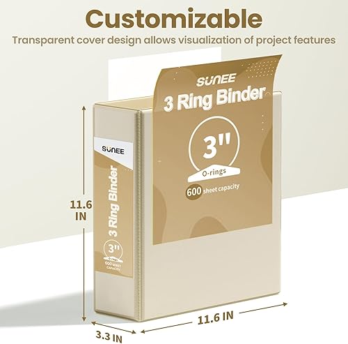 Vista 38 de SUNEE Carpeta de 3 anillos de 1 pulgada, paquete de 4 carpetas Clear View de 1 pulgada, tres anillos sin PVC (se ajusta a 8.5 x 11 pulgadas)