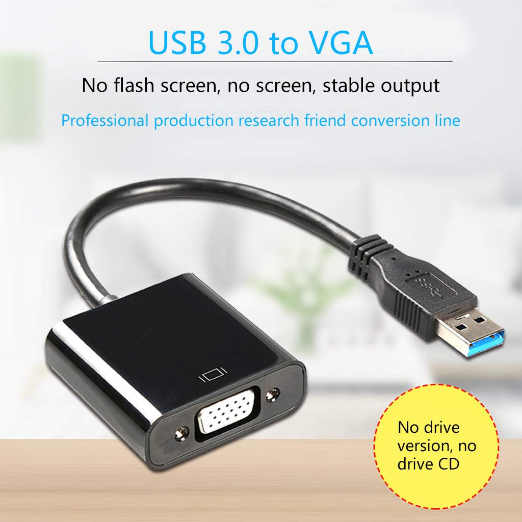 MLWSKERTY 1080P USB to VGA Adapter External Video Card Multi Display Converter for 7/8 Desktop Laptop PC Monitor Projector
