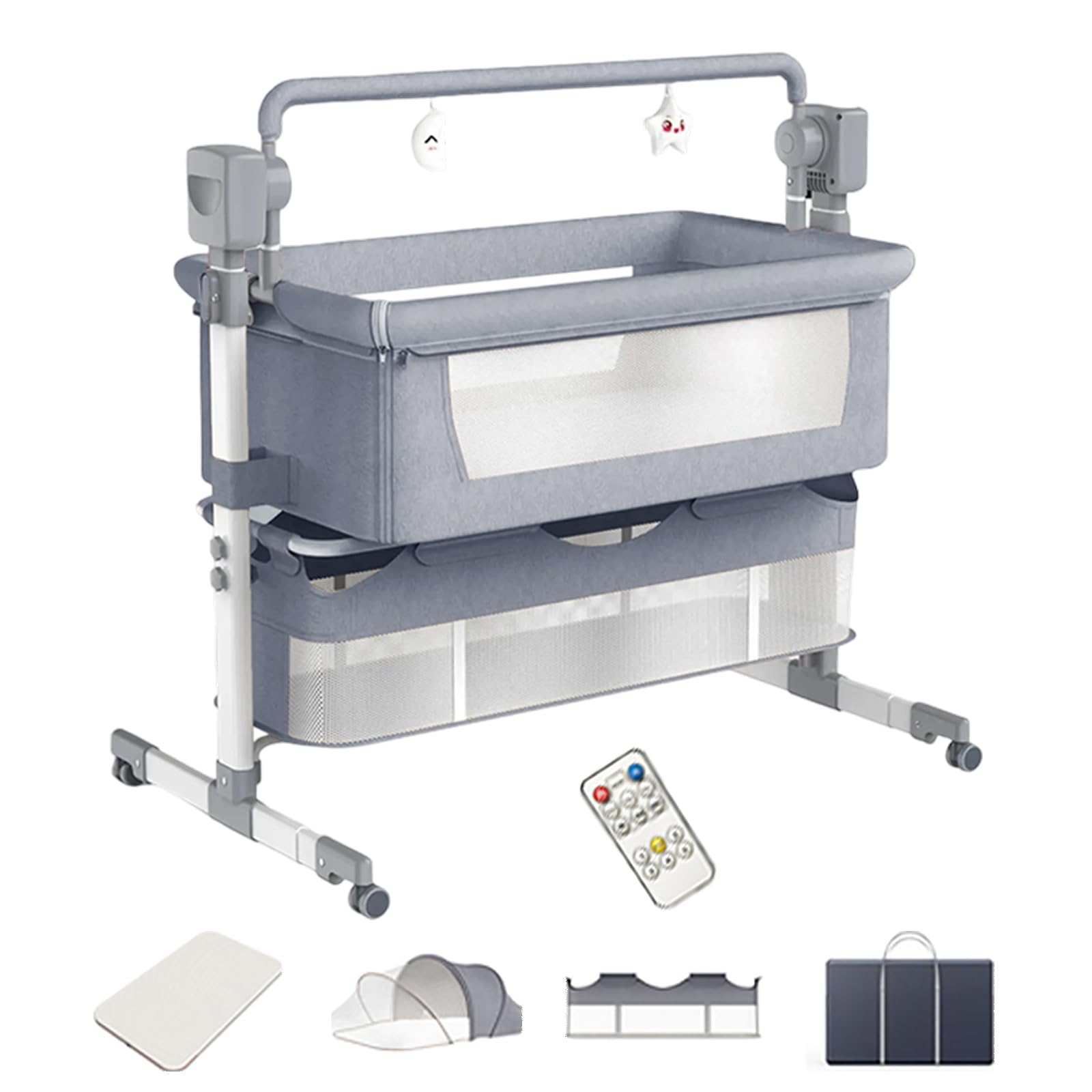 Lettino neonato, Culla next to me, elettrico con materasso ruote