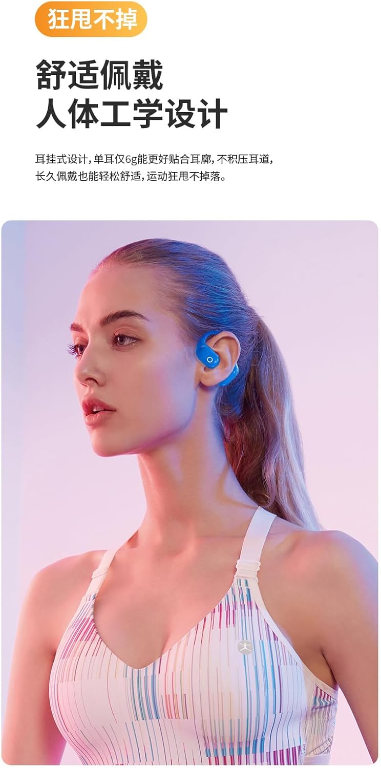 Open Ear Bluetooth Headphones On-Ear Wireless Headset with Microphone,Bluetooth 5.2 Touch Control Air Conduction Sport Ear Buds IPX5 Waterproof Headsets for Workouts Running,White