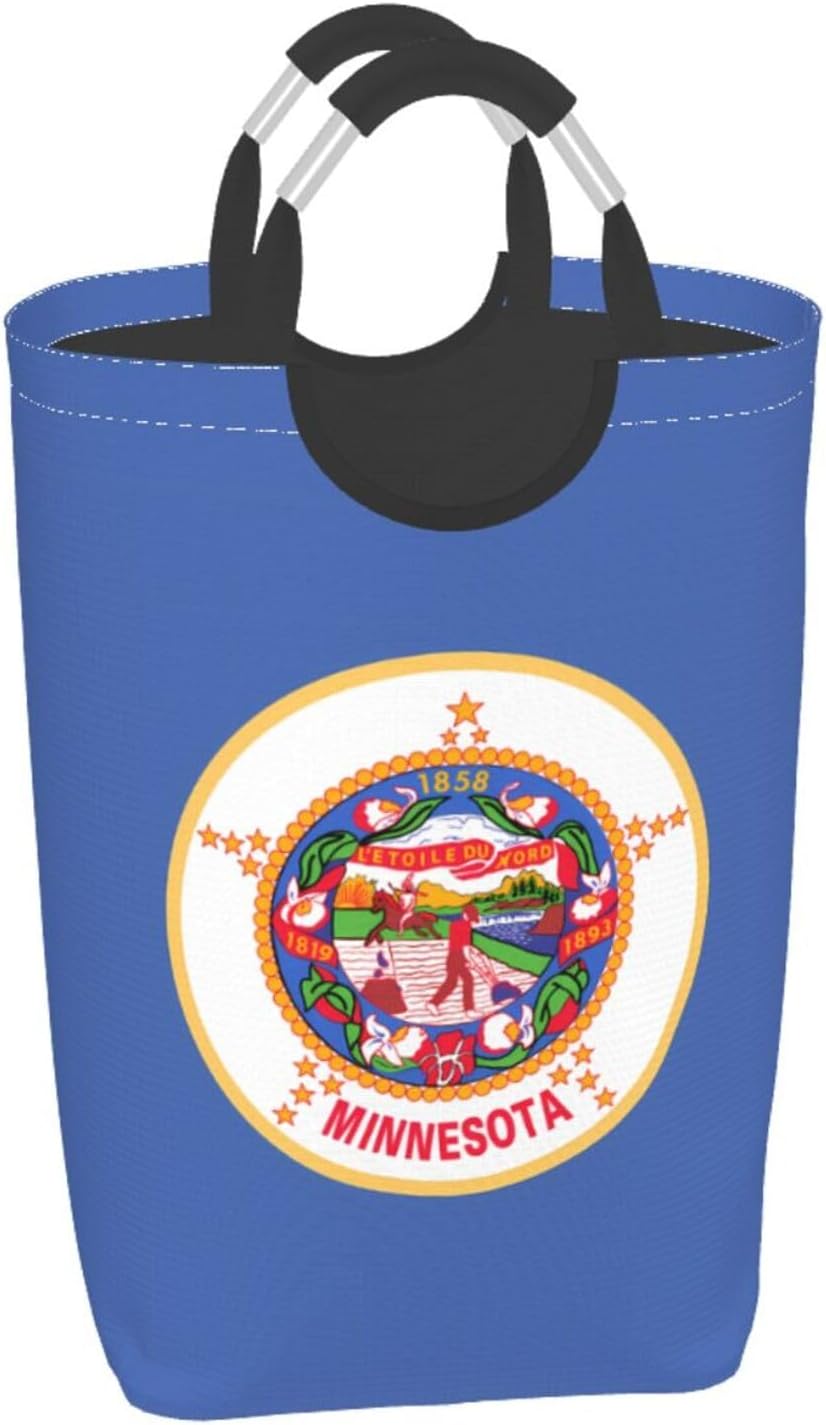 Minnesota State Flag Foldable storage bag, 50L capacity, suitable for laundry room, dormitory bedroom, dirty clothes storage basket.