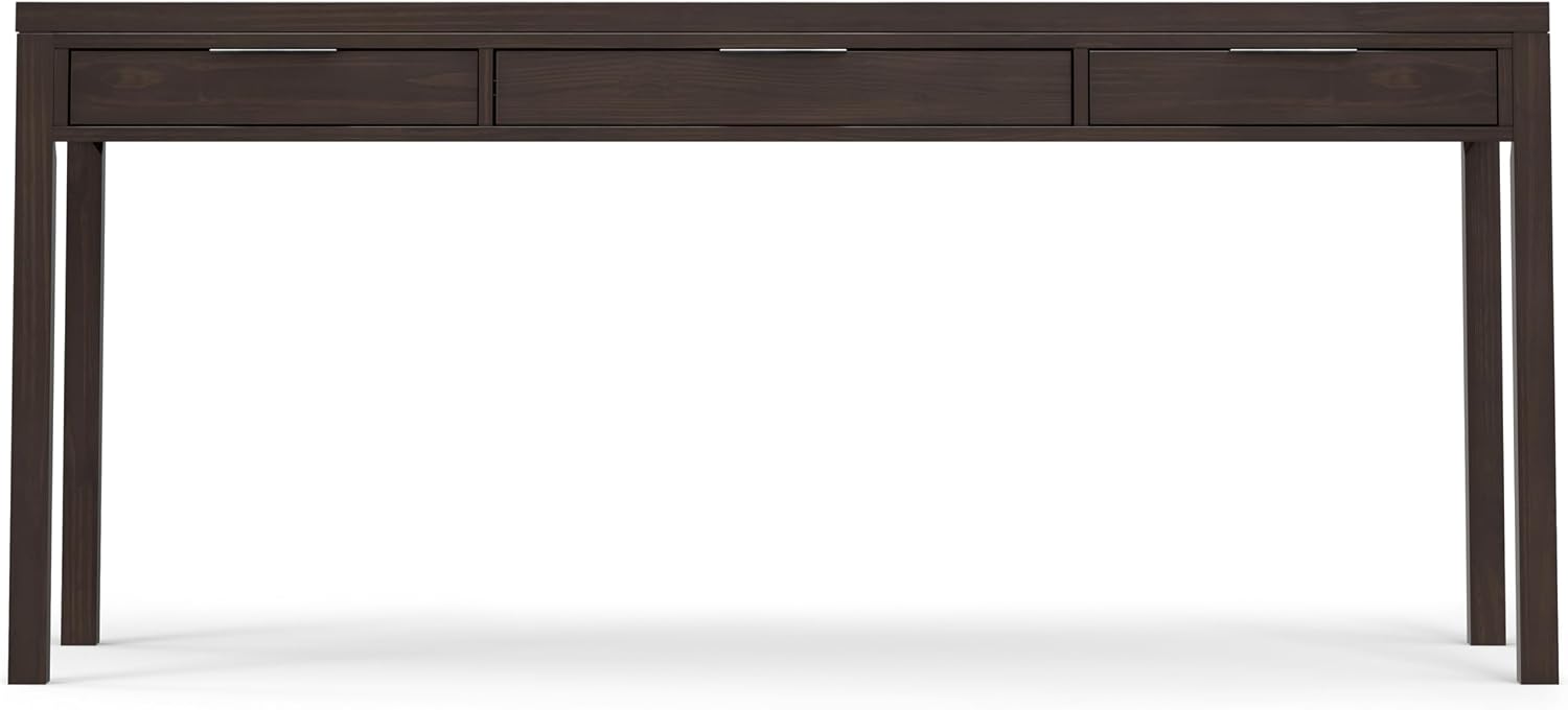 SIMPLIHOME Hollander Desk - 72 Inch Wide Solid Wood Writing Desk in Warm Walnut Brown, Contemporary Modern Home Office Computer Table for Study with 2 Drawers and Flip-Down Keyboard Tray