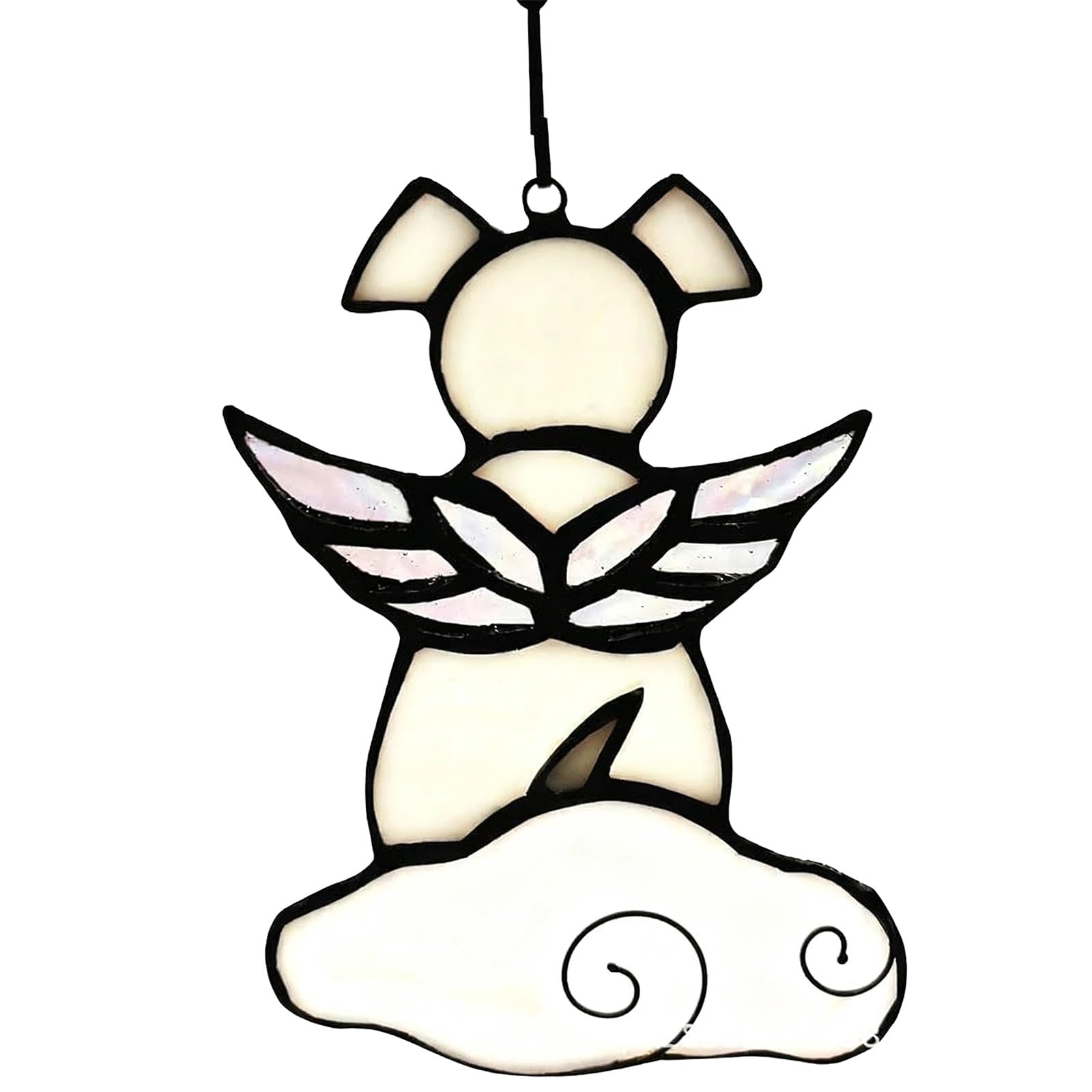 Packool Angel Wings Dog Memorial Gift, Pet Loss Sympathy Gift for Dog, Cute Dog Memorial Suncatcher with Hanging Sticker, 4.8 x 3.6 in / 12 x 9 cm Acrylic Window Hanging Decorations