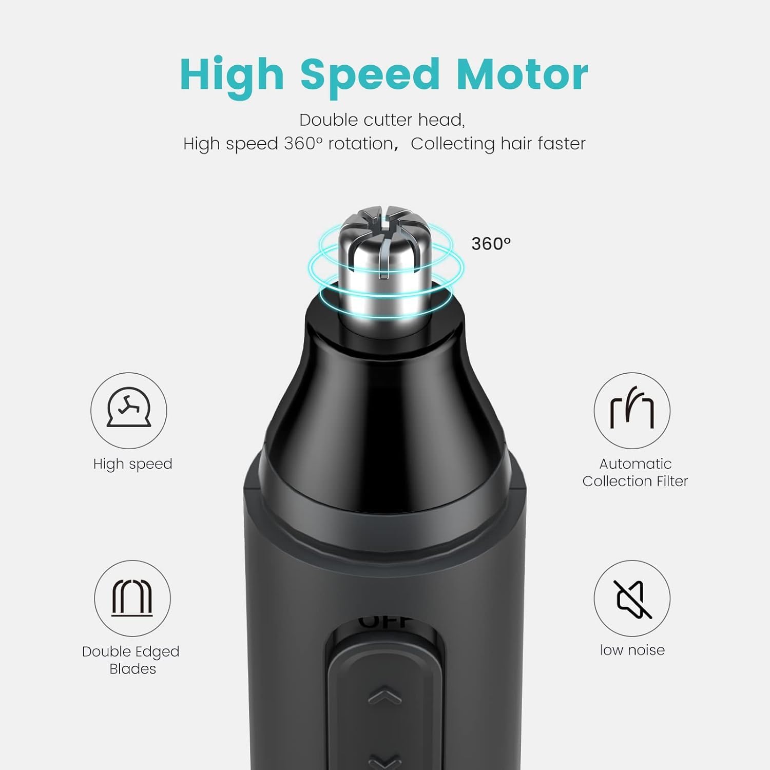 Ear and Nose Hair Trimmer for Men, 4 in 1 USB Rechargeable Professional Eyebrow and Facial Hair Trimmer with Waterproof Head Double-Edge Stainless Steel Blade