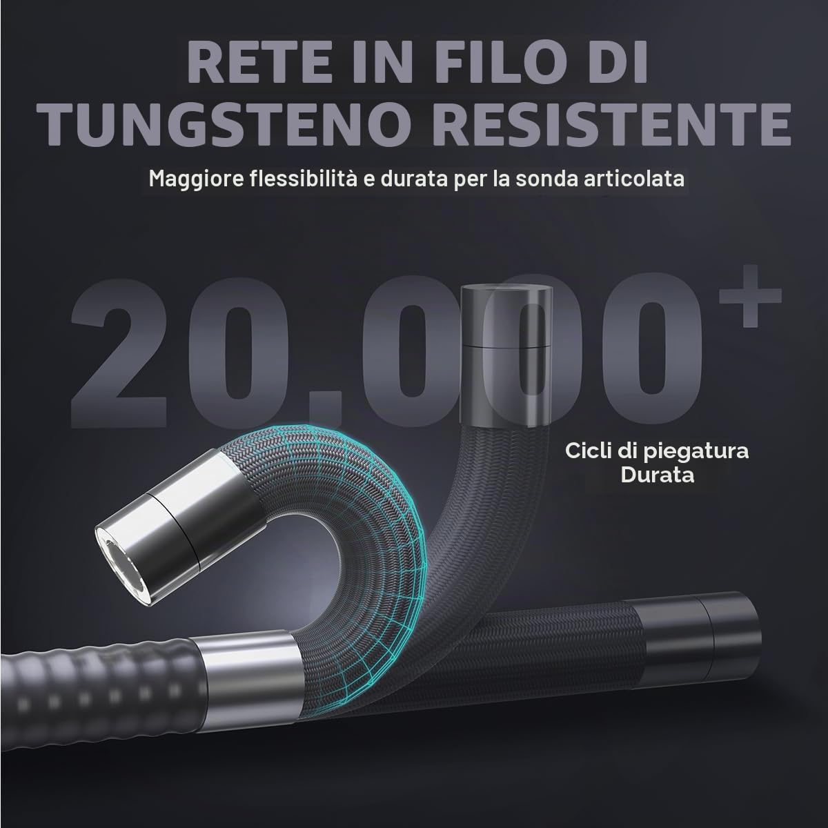Ralcam Telecamera Endoscopica Endoscopio Industriale - 4,3 Pollici 1080P HD Schermo LCD Sonda Telecamera 8,5mm IP67 Impermeabile Boroscopio Snake a 180° a due vie, 10 LED 2M Cavo Semirigido