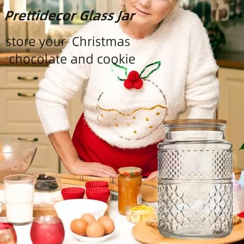 Large Glass Storage Jar, 60 Fl Oz Glass Food Storage Containers With Bamboo Lid, Kitchen Containers Cereal Canisters Decorative Jar For Candy Snack Cookies Coffee Tea Nuts Airtight Glass Jars (Round) #TOP4