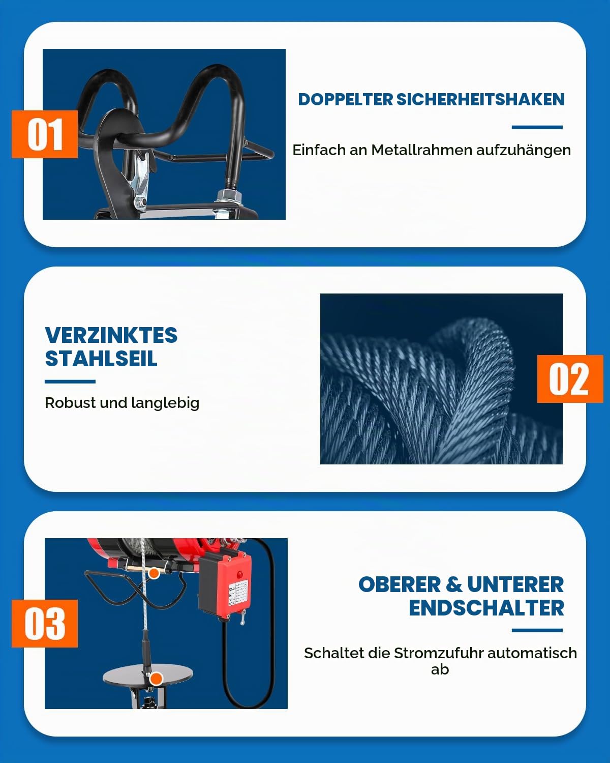 NEWTRY Elektrische Seilwinde 350KG 30M, bürstenloser Motor 1500W | plus 2 Geschwindigkeiten wählbar, kabelgebundene und kabellose Fernbedienungen mit Schutzfunktionen verfügbar