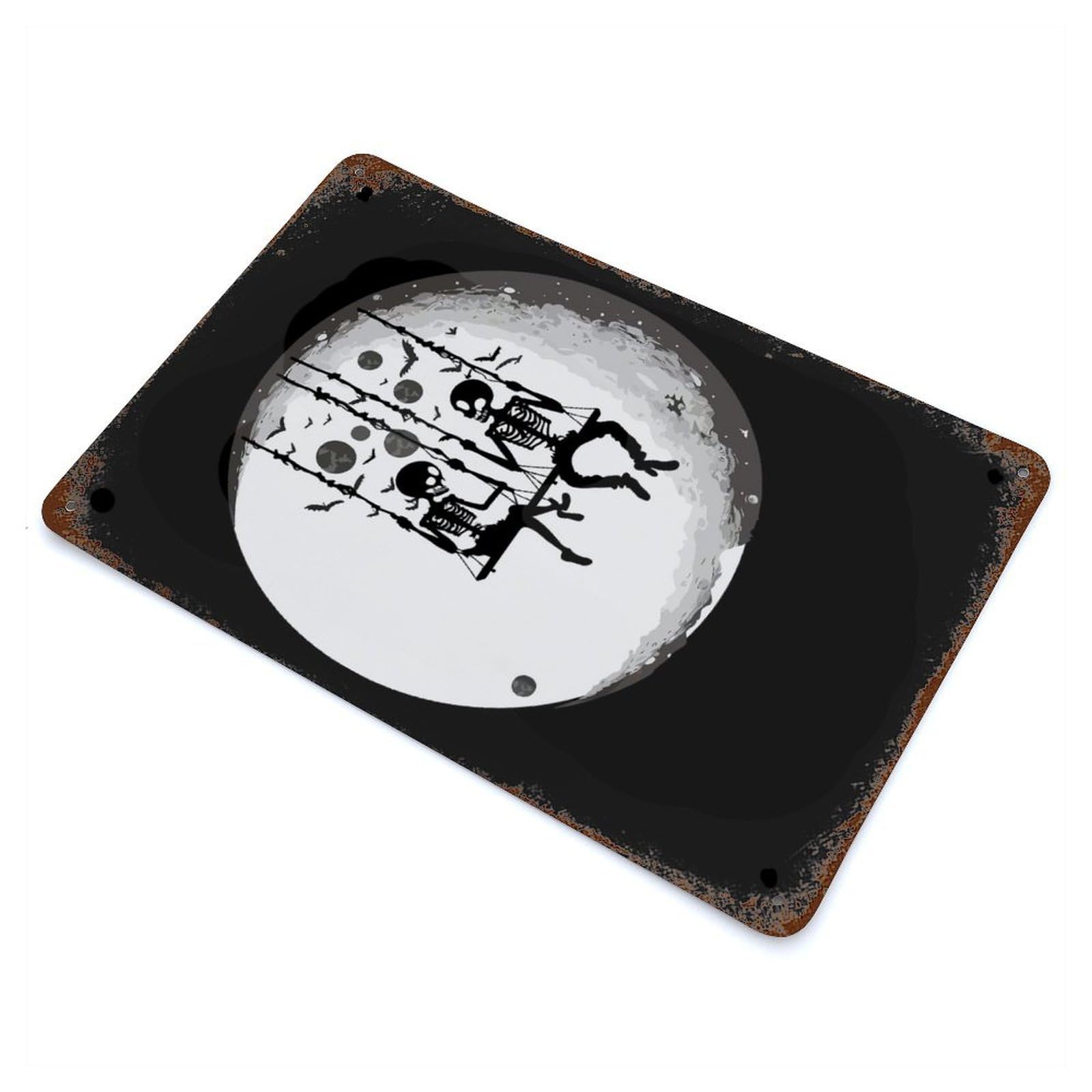 Garage Style Moon Phase Rust Effect Tin Sign 11.8"x7.9", Farmhouse Wall Decor for Bar And Workshop