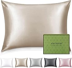 Adubor 100% Silk Pillowcase, 22 Momme Mulberry Silk, Grade 6A, Silk Pillowcase for Hair and Skin Health, with Hidden Zip (50 x 70 cm, Beige, 1 Piece)