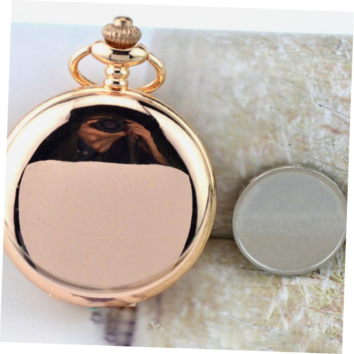 Retro Double-Sided Polished Alloy Pocket Watch with Digital Display Hanging Mechanical Timepiece for Men Women Students Rose Gold Vintage Design