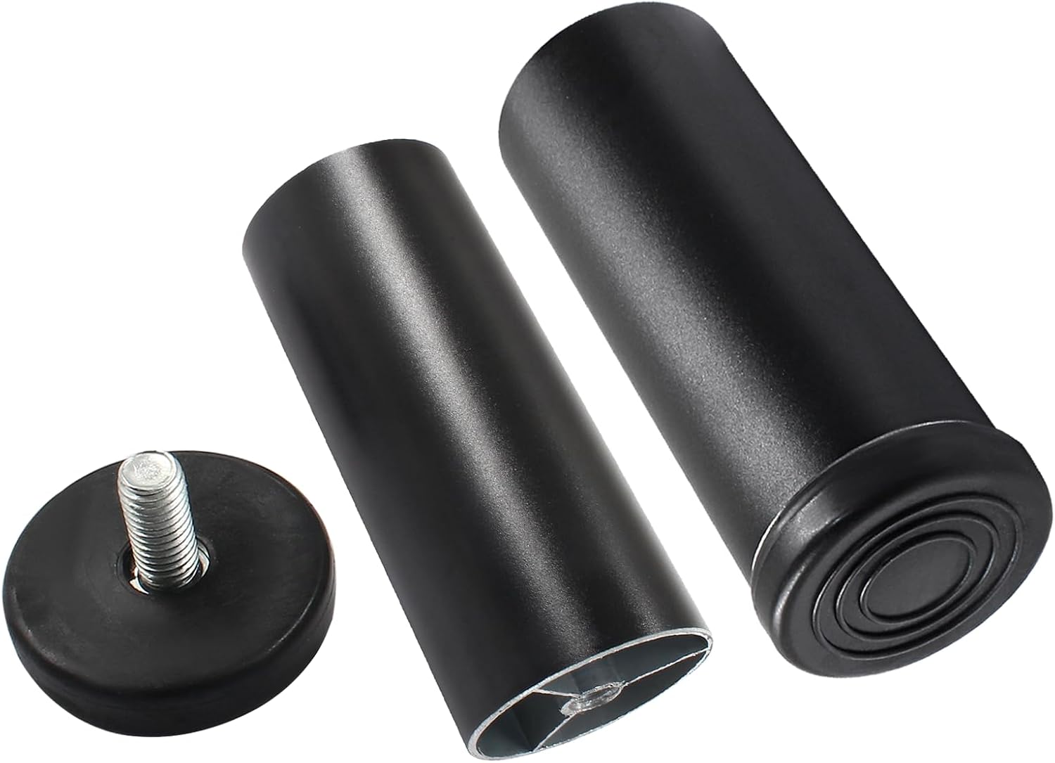Murtenze 4 Inch Metal Furniture Legs, Black, 4 PCS | Adjustable Height, Sofa Replacement Legs with M8 Thread, Round Modern, For Couch, Furniture, Chairs, Bed, Add Height 100mm