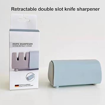 Kitchen Sharpener, Retractable Cutlery Tool, 2-Stage Sharpening System, Non-Slip Base Grip, Compact Space-Saving Design, 6.89x1.77 Inches, Ideal for Food Prep and Maintenance