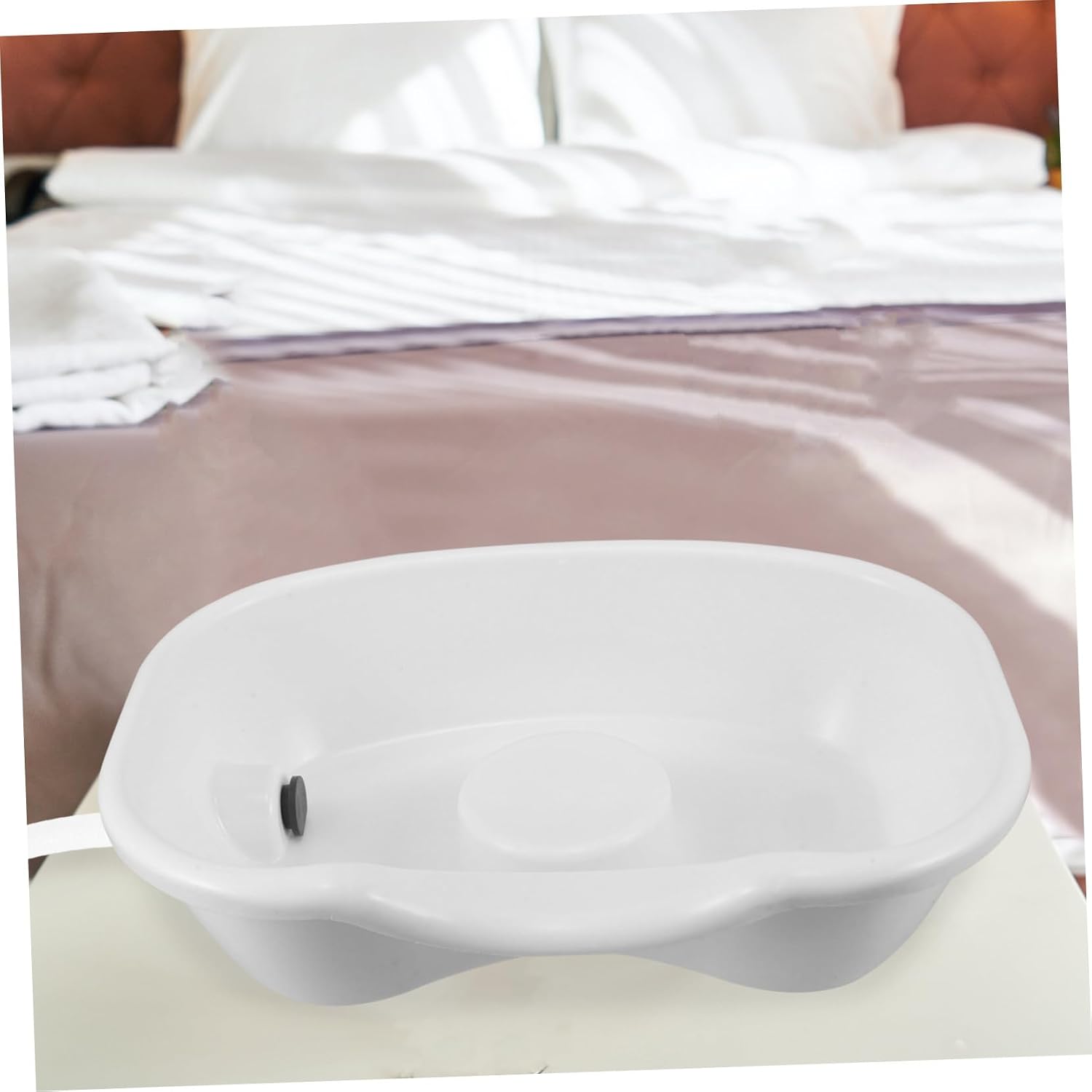 Bedside Hair Washing Basin for Bedridden Patients, White Plastic