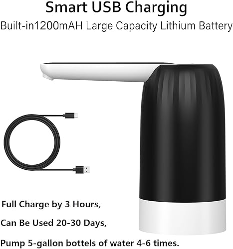 Miniatura 6 de Myvision Paquete de 2 dispensadores de agua eléctricos portátiles de 5 galones, bomba de botella de agua de carga micro USB, dispensador de agua de
