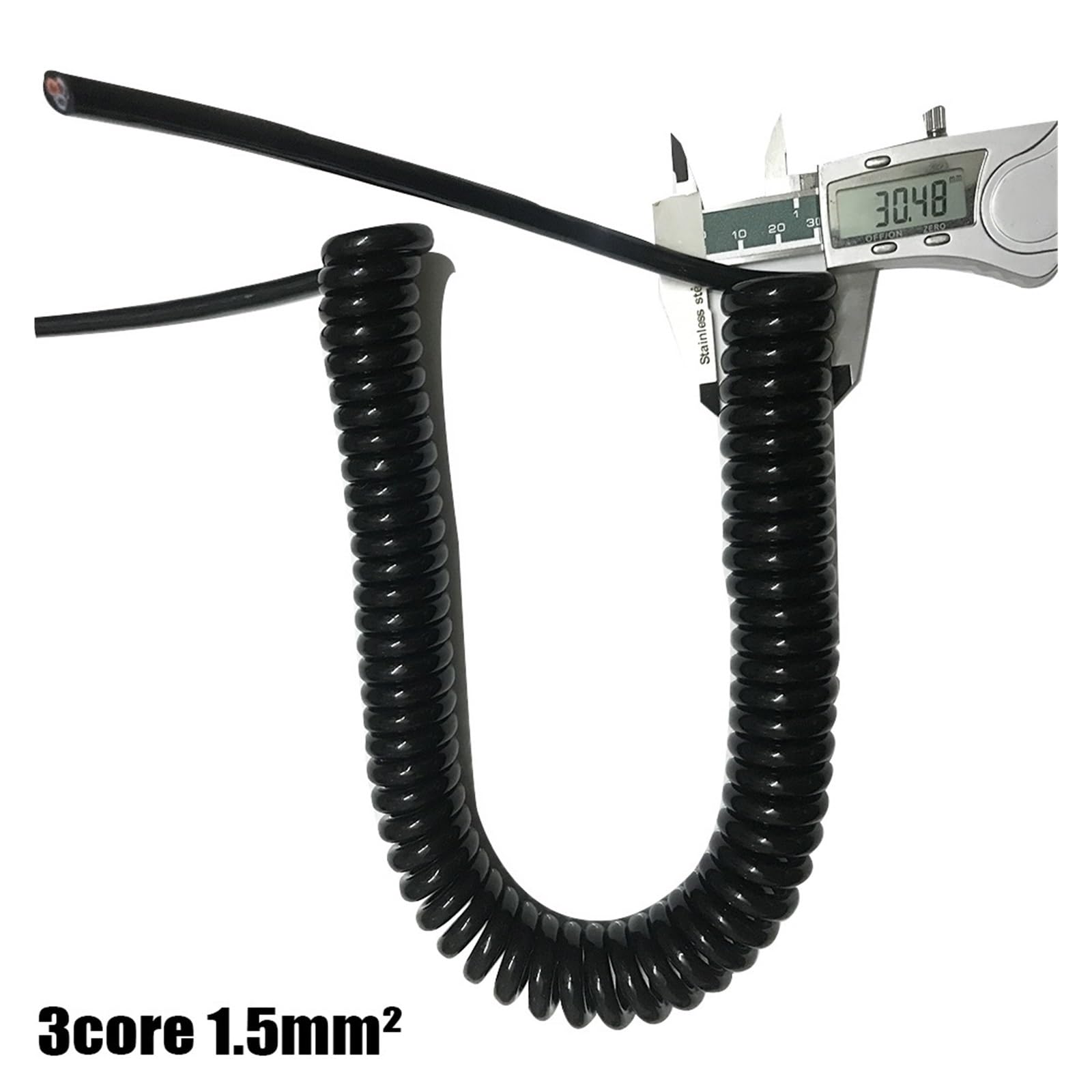 Przedłużacz zwinięty 2 szt. 3 rdzenie 15AWG teleskopowy kabel spiralny sprężynowy przewód zasilający rdzenie z czystej miedzi 0,5M(White)