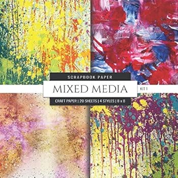 Mixed Media Scrapbook Paper Kit 1 : Colorful 8x8 Decorative Craft Paper, Designer Specialty Paper for Scrapbooking, Card Making, Origami, Printmaking, Stamping, Crafting, Watercolor Themed