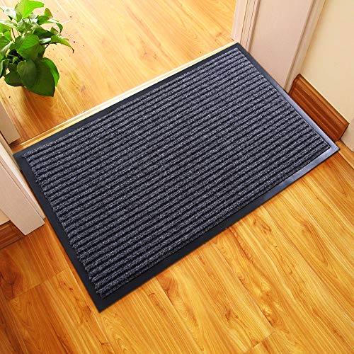 LOCONHA Door Mat Outdoor Indoor (30”x17”)- 2 Pack, Waterproof Anti-Slip Durable Rubber Doormat Low-Profile Design Floor Front Doormat Rugs for Entryway,Patio,Garage (Grey) - Thumbnail 5