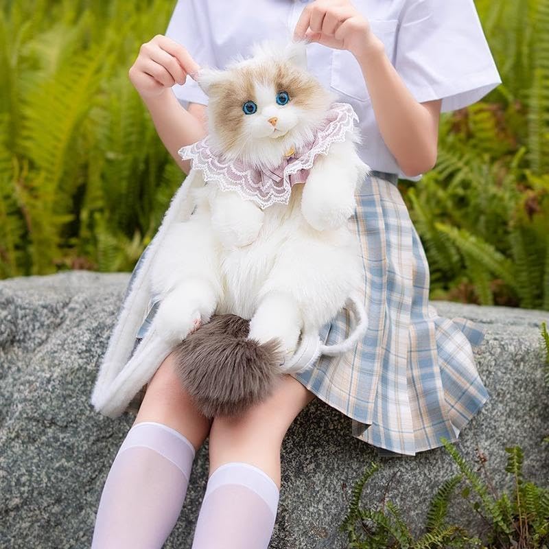 Image of Cute Plush Cat Sling Bag for Girls and Kids, Soft Faux Fur Kitty Crossbody Handbag with Adjustable Strap, Lightweight Fashion Shoulder Bag