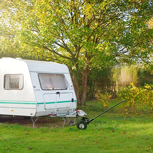 Relaxdays Rangierhilfe, Anhänger & Wohnwagen, HxBxT: 48x137x72 cm, Luftreifen, bis 250 kg, Kugelkupplung, Stahl, schwarz