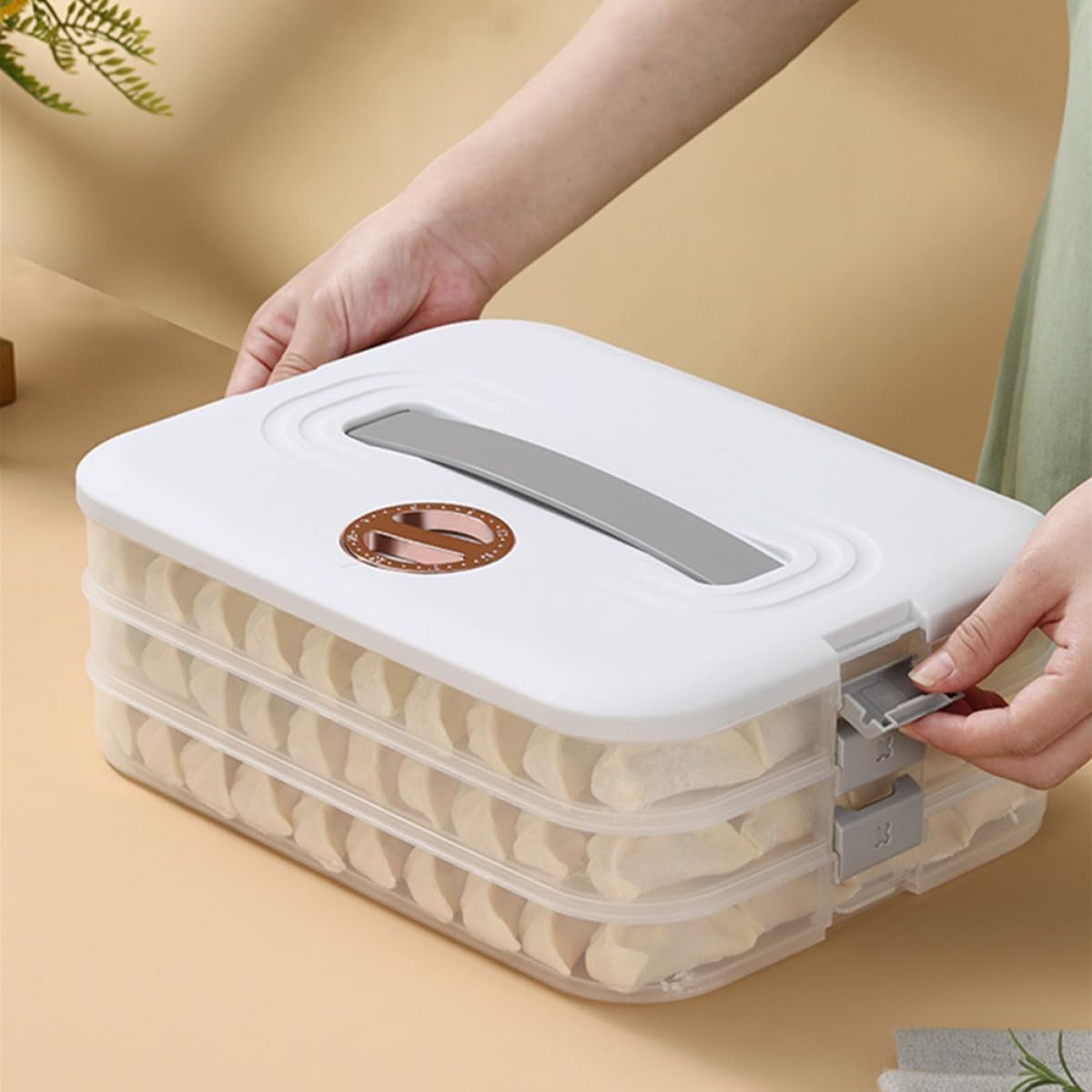 Homoyoyo Caja de Almacenamiento para Congelador de 3 Capas Tapa, Organizador Fácil de Usar para Carne y Mariscos, Material Pp Blanco, Adecuado para Refrigeradores