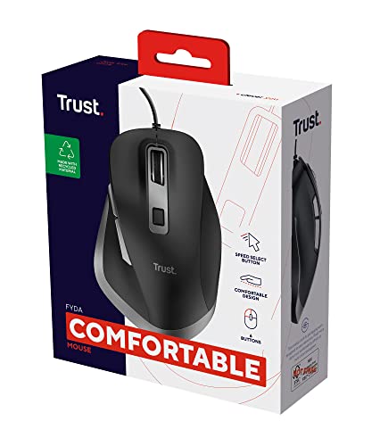 Fyda Mouse con Filo, Design Sostenibile, 600-5000 DPI, 6 Pulsanti, Forma Sagomata, Mouse Ergonomico con Cavo USB 150 cm per Laptop, PC, Computer, Macbook, Ufficio - Nero - Mouse gaming - Immagine 9