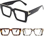 JM 3 Pack Reading Glasses for Women, Fashion Square Blue Light Readers